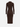DressUp chocolate brown long sleeve midi dress in ribbed fabric, back view showing a fitted silhouette and collar.