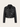 DressUp oversized black faux leather moto jacket with silver zippers, snap lapels, and an adjustable waist belt.