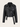 DressUp oversized black faux leather moto jacket with silver hardware, belted waist, and snap-button lapels.