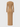 Back view of DressUp camel long sleeve midi dress in ribbed fabric with a fitted silhouette and waist belt detail.
