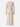 DressUp beige long-sleeve midi dress featuring side-ruched detail and dual-buckle hardware at the waist, back view.