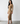 DressUp camel ribbed long sleeve midi wrap dress with side ring detail worn by a model with snakeskin heels